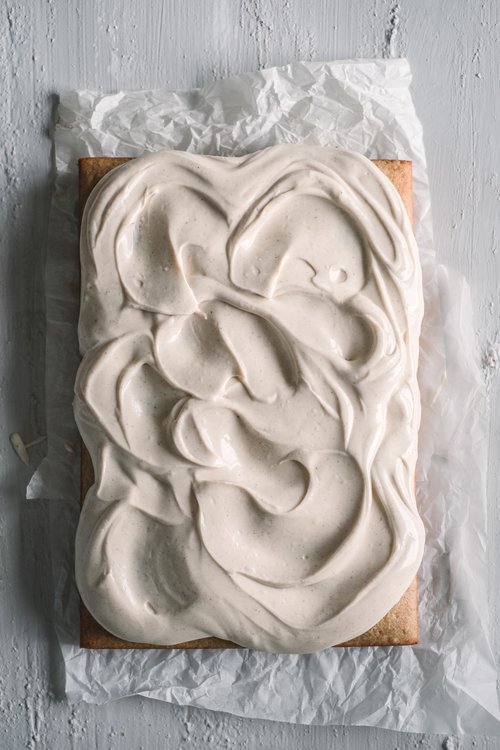 Vanilla Cinnamon Christmas Sheet with the Fluffiest Frosting Ever