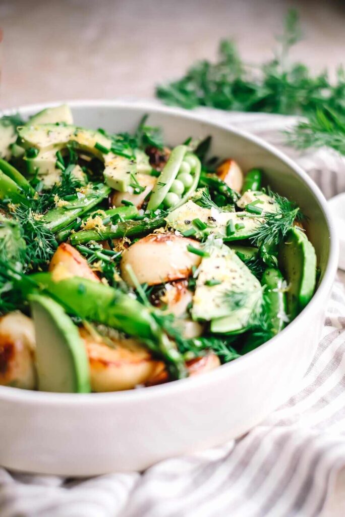 Spring Salad with Potatoes, Green Vegetables and Herbs