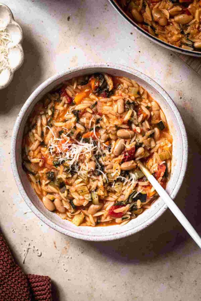 Minestrone-Style Vegetable and Orzo Soup